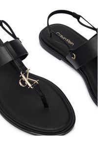 Calvin Klein Sandały Round Flat Sndl Thong Lth Hdw HW0HW02926 Czarny. Kolor: czarny. Materiał: skóra #4