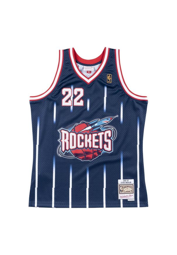 Mitchell & Ness - Jersey Houston Rockets Clyde Drexler. Kolor: czerwony, niebieski, wielokolorowy. Materiał: jersey. Wzór: aplikacja. Sport: koszykówka