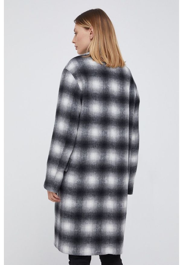 JOOP! - Joop! Płaszcz z domieszką wełny kolor szary przejściowy oversize. Kolor: szary. Materiał: wełna. Wzór: aplikacja. Styl: klasyczny