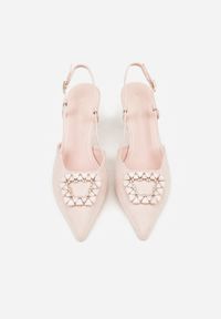 Born2be - Różowe Sandały na Szpilce z Cyrkoniową Klamrą Elinvyra. Okazja: na co dzień. Zapięcie: klamry. Kolor: różowy. Materiał: jeans. Obcas: na szpilce. Styl: casual #3