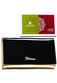 Portfel damski Peterson PTN 1N-466 czarny. Kolor: czarny. Materiał: lakier, skóra