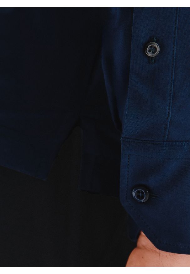 Pako Lorente - PAKO LORENTE – Granatowa koszula z dzianiny. Okazja: na co dzień. Kolor: niebieski, szary. Materiał: dzianina. Długość rękawa: długi rękaw. Długość: długie. Styl: casual