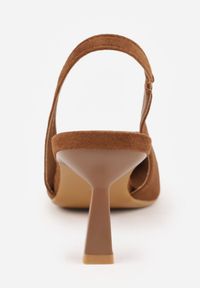 Renee - Brązowe Czółenka VICES Typu Slingback na Geometrycznej Szpilce Aziressa. Kolor: brązowy. Wzór: geometria. Obcas: na obcasie. Styl: elegancki. Wysokość obcasa: średni #5