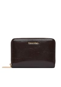 Calvin Klein Portfel Foil Glossy Square Zip Around LV04F1201G Brązowy. Kolor: brązowy. Materiał: skóra #1