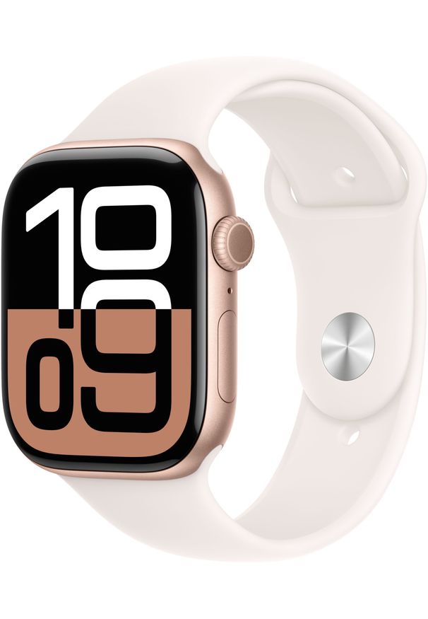 APPLE - Apple Watch Series 10 (GPS + Cellular) 46mm Rose Gold Aluminum Case with Red Sport Band, S/M (MWY63). Styl: sportowy