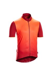 TRIBAN - Koszulka rowerowa szosowa Triban RC500. Kolor: pomarańczowy, wielokolorowy, czerwony. Materiał: poliester, elastan, materiał, poliamid. Sport: wspinaczka