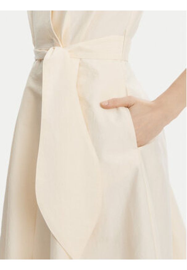Marella Sukienka codzienna Ossola 2513221172 Écru Regular Fit. Okazja: na co dzień. Materiał: bawełna. Typ sukienki: proste. Styl: casual