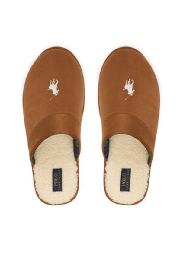 Polo Ralph Lauren Kapcie 843981604003 Brązowy. Kolor: brązowy. Materiał: skóra, zamsz