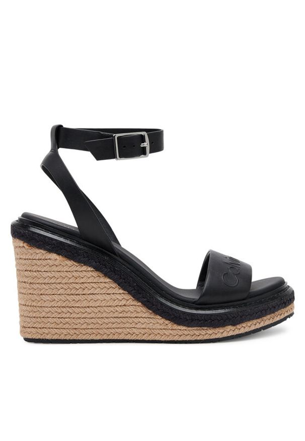Calvin Klein Espadryle Wedge Sandal 70 - He HW0HW02376 Czarny. Kolor: czarny. Materiał: skóra