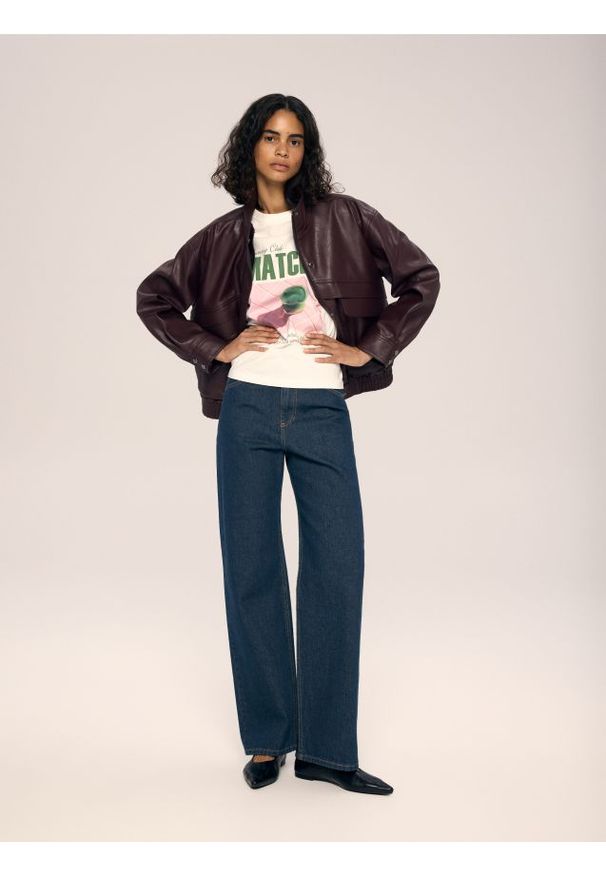 Reserved - Bawełniany t-shirt z nadrukiem - biały. Kolor: biały. Materiał: bawełna. Wzór: nadruk