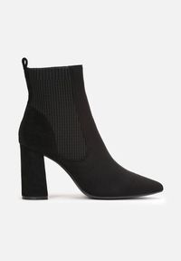 Born2be - Czarne Botki Dacoilae. Nosek buta: otwarty. Kolor: czarny. Materiał: materiał. Sezon: jesień, zima. Obcas: na obcasie. Styl: klasyczny. Wysokość obcasa: średni #3