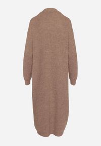 Born2be - Brązowy Klasyczny Długi Kardigan Niezapinany ze Ściągaczami przy Rękawach Arstel. Okazja: na co dzień, do pracy. Kolor: beżowy. Materiał: jeans. Długość: długie. Styl: klasyczny #7