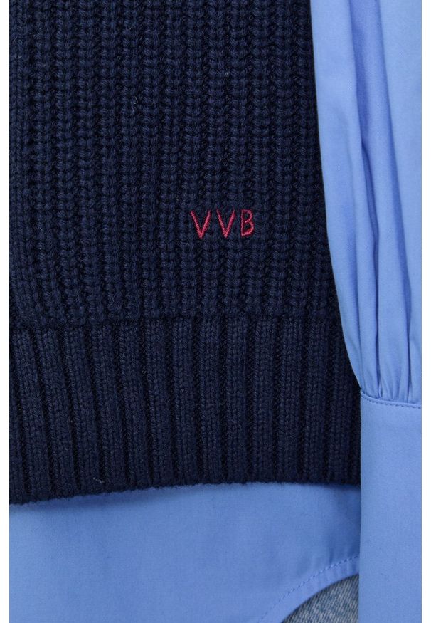 Victoria Victoria Beckham - Sweter. Okazja: na co dzień. Typ kołnierza: golf. Kolor: niebieski. Materiał: dzianina. Wzór: ze splotem. Styl: casual