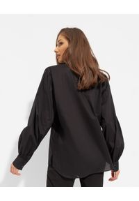 EMANOU - Czarna koszula z bufiastymi rękawami Alicia. Kolor: czarny. Materiał: bawełna, materiał. Wzór: gładki, jednolity #3