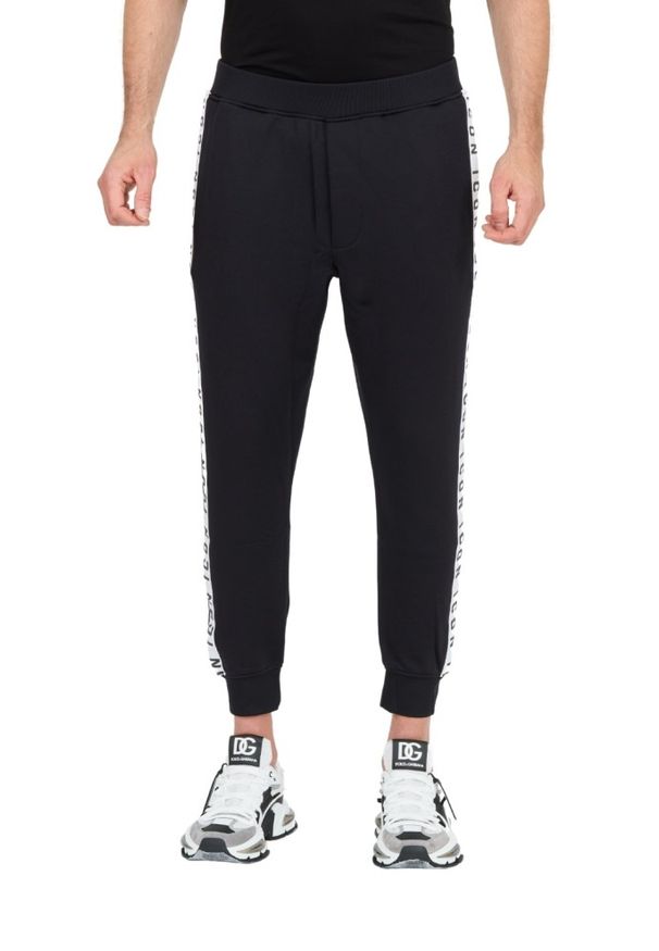 DSQUARED2 Czarne męskie spodnie dresowe Relax Dan Fit, Rozmiar M. Kolor: czarny. Materiał: dresówka