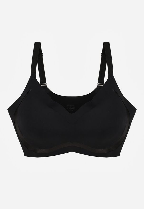 Renee - Czarny Biustonosz Ozdobiona Przezroczystymi Wstawkami z Usztywnieniem Seanael. Kolor: czarny. Materiał: dresówka. Rodzaj stanika: przezroczysty. Wzór: aplikacja