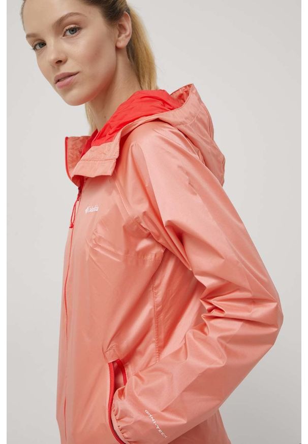 columbia - Columbia kurtka przeciwdeszczowa Ulica Jacket damska kolor pomarańczowy przejściowa. Kolor: pomarańczowy. Styl: street
