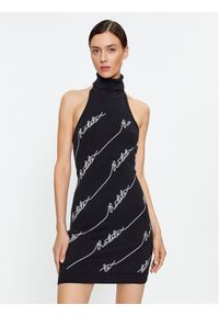 ROTATE Sukienka dzianinowa Sequin Logo 110112100 Czarny Slim Fit. Kolor: czarny. Materiał: bawełna