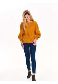 TOP SECRET - Sweter z bufiastym rękawem. Okazja: na co dzień. Kolor: żółty. Materiał: dzianina, materiał, wełna. Styl: casual #2