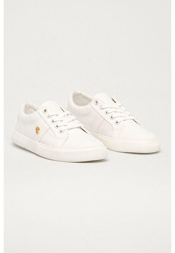 Lauren Ralph Lauren - Tenisówki. Nosek buta: okrągły. Zapięcie: sznurówki. Kolor: biały. Materiał: guma