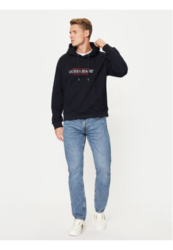 Guess Jeans Bluza M4YQ23 K9V31 Granatowy Regular Fit. Kolor: niebieski. Materiał: bawełna