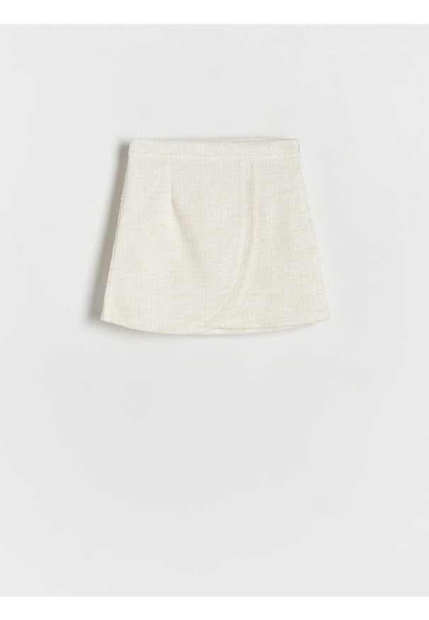 Reserved - Tweedowa spódnica - złamana biel. Materiał: tkanina. Długość: mini