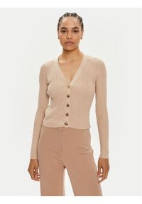 Pinko Kardigan Tilacino 102018 A1KW Beżowy Slim Fit. Kolor: beżowy. Materiał: jedwab, bawełna