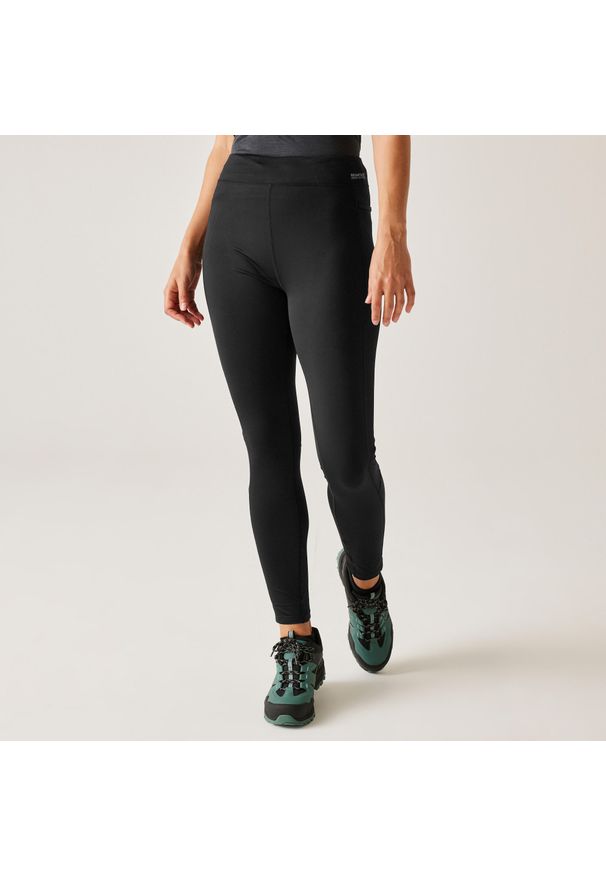 Regatta - Legginsy damskie ocieplane Holeen II Winter. Kolor: czarny. Materiał: materiał. Sezon: zima. Sport: turystyka piesza