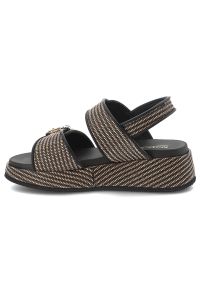 Sandały damskie Artiker, cholewka z materiału tekstylnego pasek wokół pięty z regulacją na rzep, brązowe, 58C1741. Zapięcie: rzepy. Kolor: brązowy. Materiał: materiał #5