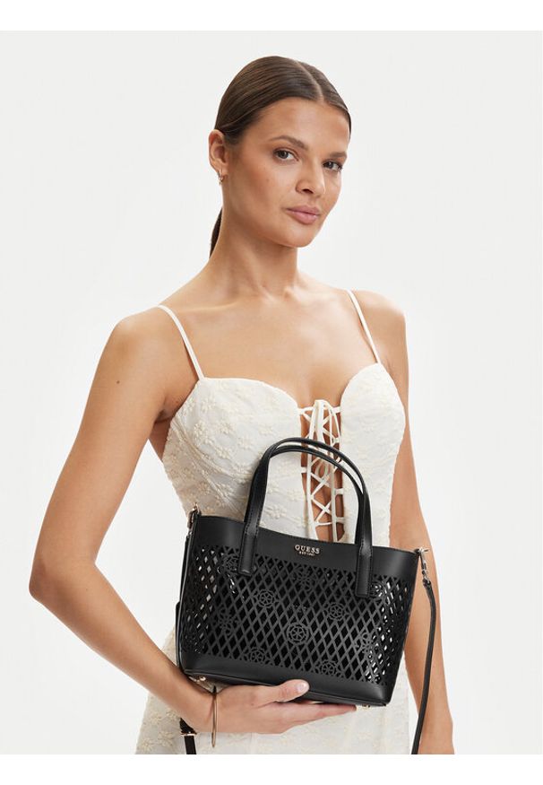 Guess Torebka Letty Mini HWPG99 11750 Czarny. Kolor: czarny. Materiał: skórzane