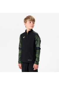 KIPSTA - Bluza piłkarska na krótki suwak dla dzieci Kipsta Viralto Wavy Club. Kolor: czarny, wielokolorowy, różowy. Materiał: poliester, materiał, elastan. Długość: krótkie. Sport: piłka nożna