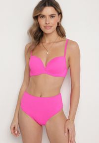 Born2be - Fuksjowe Klasyczne Bikini Majtki Typu Figi i Biustonosz Natinela. Kolor: różowy #4
