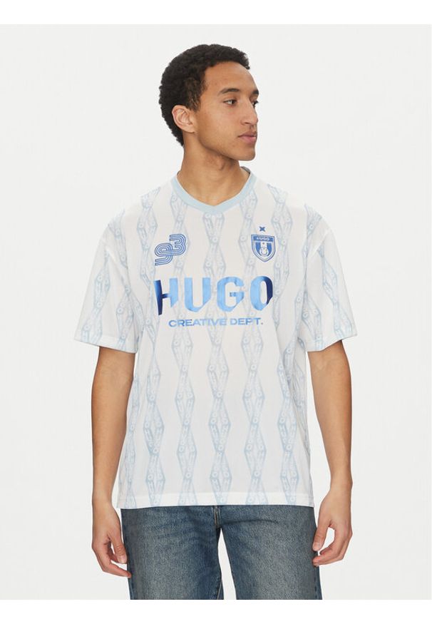 Hugo - HUGO T-Shirt Notbal 50536080 Biały Oversize. Kolor: biały. Materiał: syntetyk