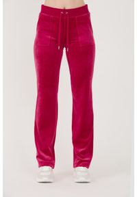 Juicy Couture - JUICY COUTURE Czerwone spodnie dresowe Del Ray Pocketed Pant. Kolor: czerwony. Materiał: dresówka #1