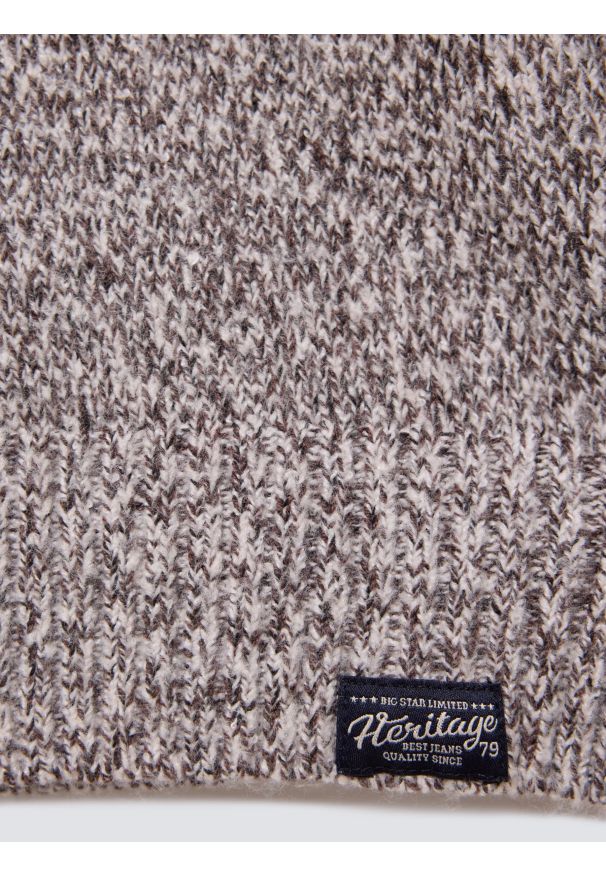 Big-Star - Sweter męski melanżowy brązowy Waltero 804. Okazja: na co dzień. Kolor: brązowy. Materiał: dzianina, jeans. Wzór: melanż. Styl: elegancki, casual, klasyczny