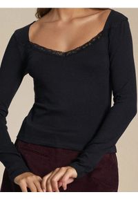 Sinsay - Bluzka z długim rękawem z modalem - czarny. Kolor: czarny. Długość rękawa: długi rękaw. Długość: długie #1