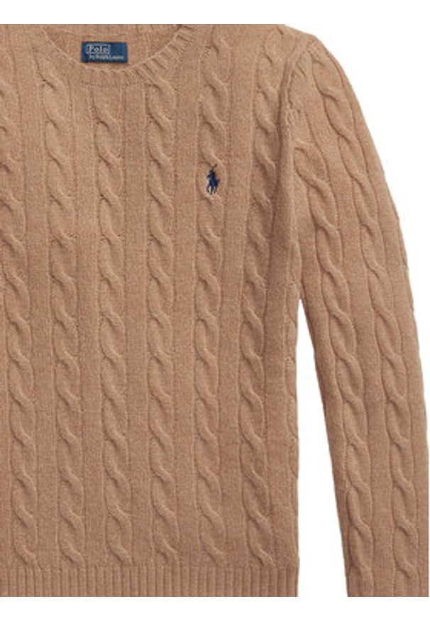Polo Ralph Lauren Sweter 211971865002 Beżowy Slim Fit. Typ kołnierza: polo. Kolor: beżowy. Materiał: wełna