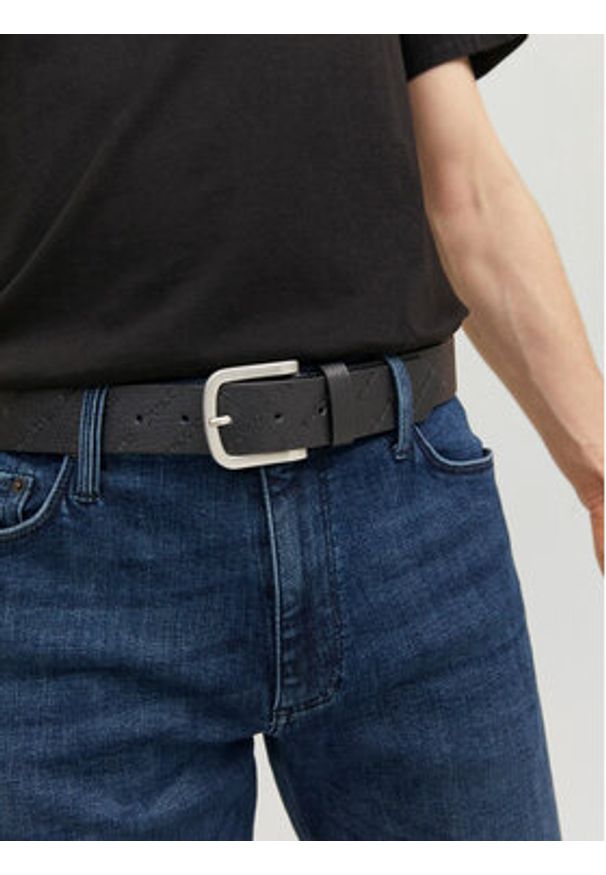 Jack & Jones - Jack&Jones Pasek Męski 12236466 Czarny. Kolor: czarny. Materiał: skóra