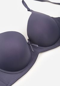 Born2be - Granatowy Klasyczny Biustonosz o Gładkim Wykończeniu z Kokardką Adothyia. Kolor: niebieski. Wzór: gładki #3