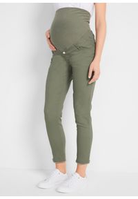 bonprix - Spodnie ciążowe, dł. do kostki. Kolekcja: moda ciążowa. Kolor: zielony. Styl: klasyczny #1