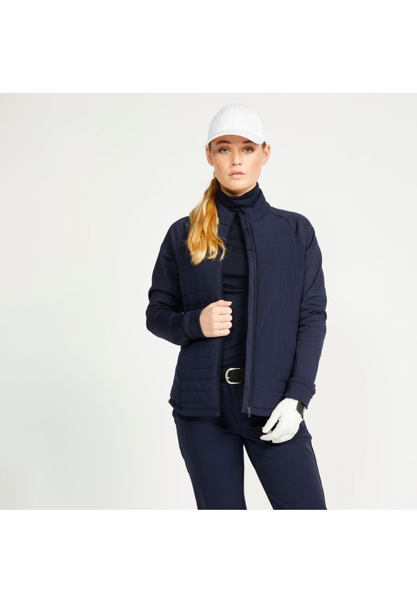 INESIS - Kurtka do golfa damska Inesis CW500 ciepła. Typ kołnierza: golf. Kolor: niebieski. Materiał: poliester, elastan