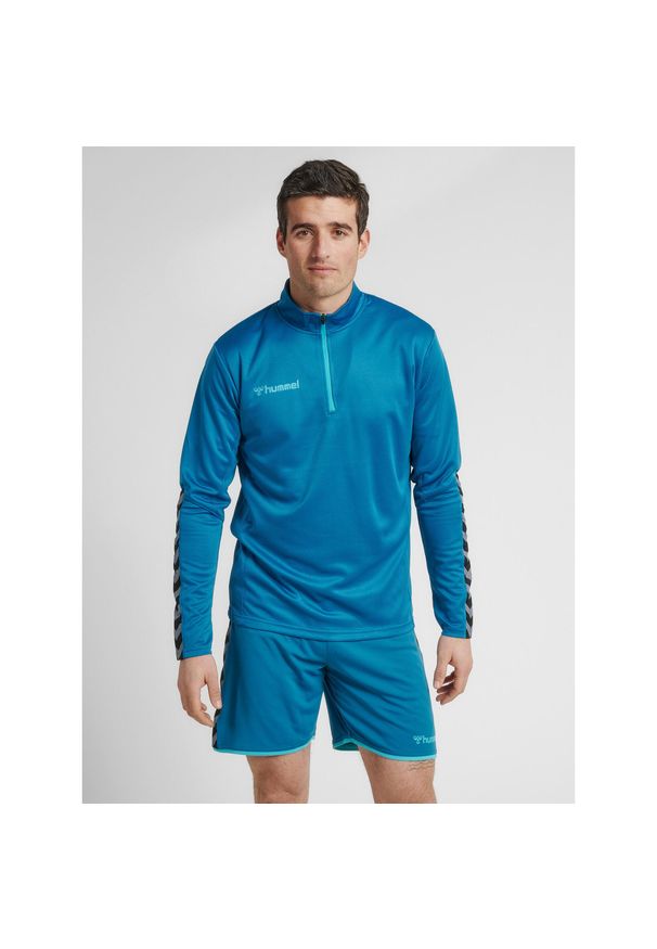 Bluza Hummel demi-zip hmlAUTHENTIC. Kolor: turkusowy, niebieski, wielokolorowy. Materiał: materiał. Sport: fitness