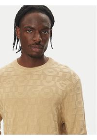 Hugo - HUGO Sweter 50543785 Beżowy Regular Fit. Kolor: beżowy. Materiał: bawełna