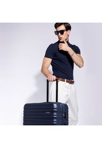 Wittchen - Duża walizka z ABS-u z żebrowaniem. Kolor: niebieski. Materiał: guma #6