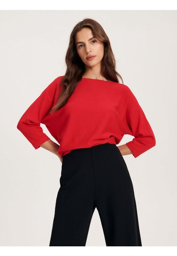 Reserved - Bluzka z wiskozą - koralowy. Kolor: pomarańczowy. Materiał: wiskoza