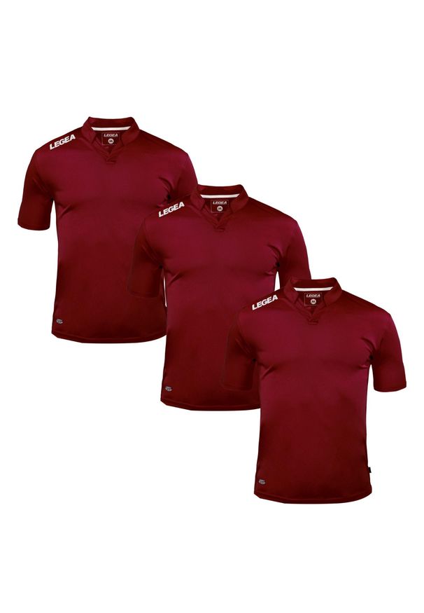 LEGEA - 3 Koszulki piłkarskie AJACCIO bordowe. Kolor: czerwony, brązowy, wielokolorowy. Długość rękawa: krótki rękaw. Długość: krótkie. Wzór: haft. Sport: piłka nożna