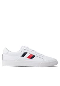 TOMMY HILFIGER - Tommy Hilfiger Tenisówki Core Stripes Vulc Leather FM0FM04140 Biały. Kolor: biały. Materiał: skóra