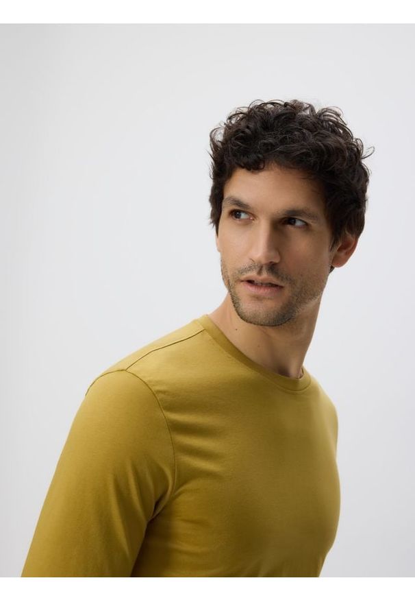 Reserved - Longsleeve z merceryzowanej bawełny - jasny zielony. Kolor: zielony. Materiał: bawełna. Długość rękawa: długi rękaw