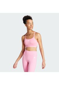 Adidas - Biustonosz Aeroreact Training Light-Support. Kolor: różowy. Materiał: materiał. Sport: fitness