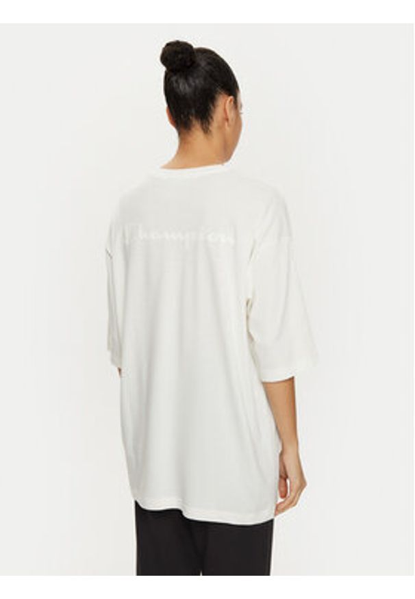 Champion T-Shirt 117537 Écru Loose Fit. Materiał: bawełna